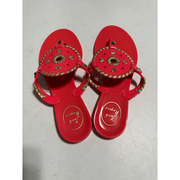 Jack Rogers Georgica Jelly Pink Gold Sandals Size 7 - Picture 2 of 10